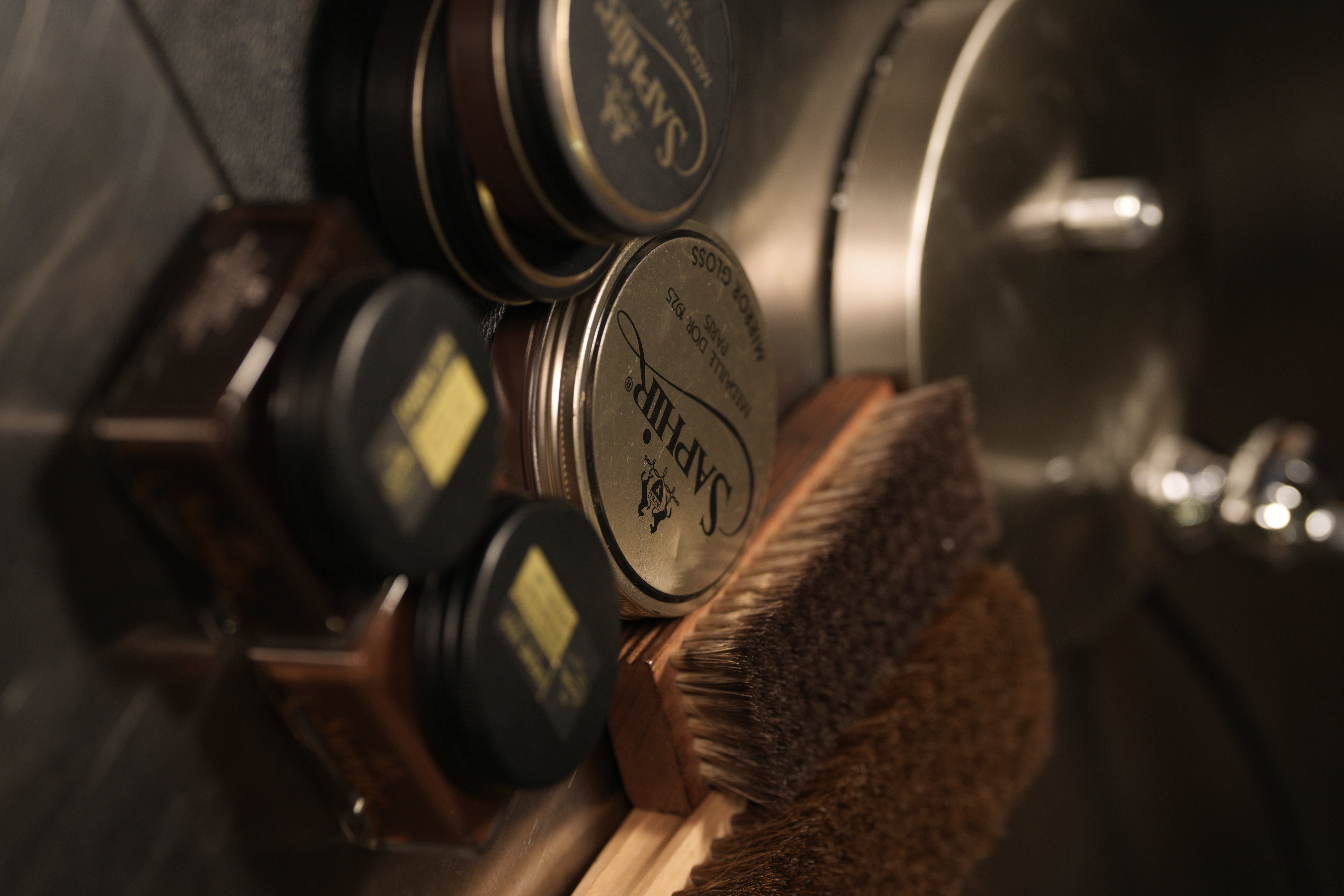 Saphir Mirror Gloss and shoe care tools at Marcher Saigon